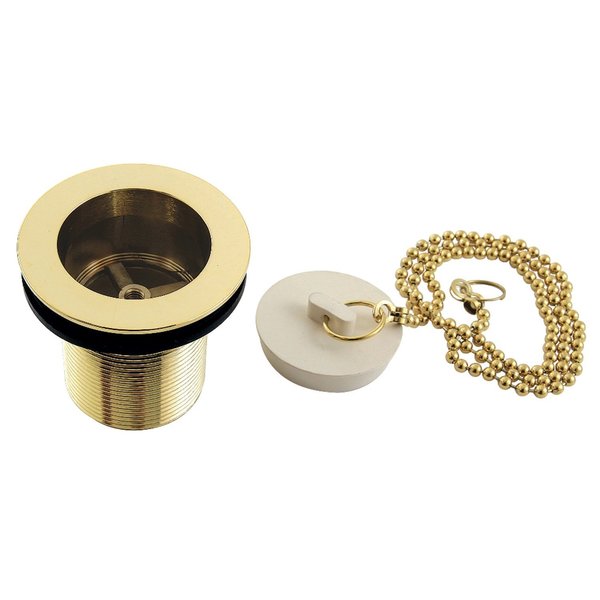 Kingston Brass 112 Chain and Stopper Tub Drain with 2 Body Thread, Polished Brass DSP20PB